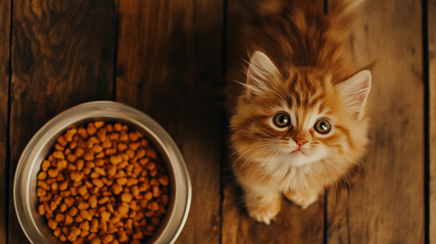 chaton mignon mange des croquettes sans céréales